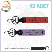 Miawiki Motosiklete Hediyelik, Isim Plaka ve B Rh (-) Kan Grubu, X2' Li Deri Anahtarlık, Nar Çiçeği-Mor-Syh