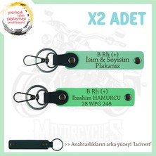 Miawiki Motosiklet Sürücüsüne Özel Isim Plaka ve B Rh (+) Kan Grubu Yazılı X2 Anahtarlık, Yeşil-F Yeşil-Laci