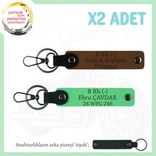 Miawiki Motor Kulüplerine, Isim Plaka ve B Rh (-) Kan Grubu Yazılı X2' Li Anahtarlık Set, Kahve-F Yeşil-Syh