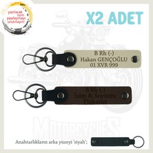 Miawiki Motrocu Gruplara Hediye Isim Plaka ve B Rh (-) Kan Grubu Yazılı X2 Anahtarlık, K Kahve-S Kahve-Syh