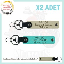 Miawiki Motosiklet Aşıkları Için Özel, Isim Plaka ve 0 + Kan Grubu Yazılı X2 Anahtarlık, S Kahve-Turkuaz-Sk