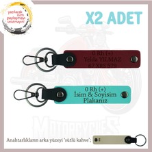 Miawiki Motor Tutkunlarına Özel Isim Plaka, 0+ Kan Grubu Yazılı Özel Üretim X2 Anahtarlık, Turkuaz-Bordo-Sk