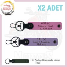 Miawiki Motor Severe Özel Armağan, Isim Plaka ve 0 Rh (+) Kan Grubu Yazılı  X2' Li Anahtarlık, Mor-Pembe-Ysl