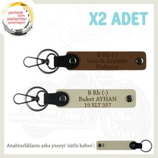 Miawiki Yolların Sürücülerine, Isim Plaka ve B Rh - Kan Grubu Yazılı 2'li Anahtarlık Seti, Kahve-S Kahve-Sk