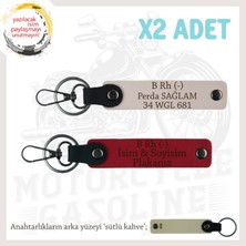 Miawiki Yol Tutkunları Için, Isim Plaka ve B- Kan Grubu Kişiye Özel 2'li Anahtarlık Set, Kırmızı-Pudra-Sk