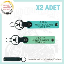 Miawiki Ehliyeti Olanlara, Isim Plaka, 0 Rh (+) Kan Grubu Yazılı Hediye 2'li Anahtarlık, Yeşil-Turkuaz-Laci