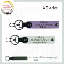 Miawiki Yolların Sürücülerine Özel Hediye, Isim Plaka 0 Rh (-) Kan Grubu Yazılı X2 Anahtarlık, Mor-Beyaz-Ysl