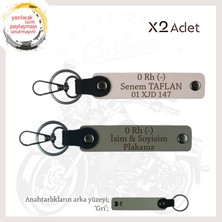 Miawiki Motosiklet Maceracılarına, Isim Plaka ve 0 Rh (-) Yazılı 2'li Anahtarlık Hediyelik, Kül Gri-Pudra-Gr