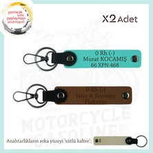 Miawiki Motor Yarışçıları Için Isim Plaka ve 0 Rh (-) Kan Grubu Yazılı 2'li Anahtarlık, Kahve-Turkuaz-Sk