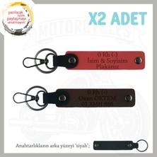 Miawiki Motor Severlere Özel, Isim Plaka ve 0 Rh (-) Kan Grubu Yazılı X2 Anahtarlık, Nar Çiçeği-K Kahve-Syh