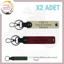 Miawiki Hız Tutkunlarına Özel, Isim Plaka ve 0 Rh (+) Kan Grubu Yazılı Deri X2 Anahtarlık, S Kahve-Bordo-Ysl