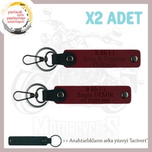 Miawiki Hız Aşıklarına Isim Plaka ve B Rh (-) Kan Grubu Yazılı Özel Hediye X2' Li Set Anahtarlık, Bordo-Laci