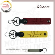 Miawiki Motor Tutkunlarına Isim Plaka ve 0 Rh (-) Kan Grubu Yazılı Özel Üretim X2 Anahtarlık, Sarı-Bordo-Gr