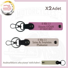 Miawiki Sevgiliye Hediye, Isim Plaka ve 0 - Kan Grubu Yazılı Tasarım 2'li Deri Anahtarlık, Pudra-Pembe-Sk