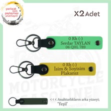 Miawiki Bikerlar Için Özel Isim Plaka ve 0 Rh (-) Kan Grubu Yazılı Hediyelik X2 Anahtarlık, Sarı-F Yeşil-Ysl