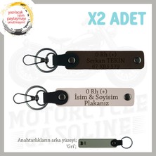 Miawiki Motosiklet Severlere Özel Hediye, Isim Plaka, 0 Rh (+) Kan Grubu Yazılı Anahtarlık, Pudra-K Kahve-Gr