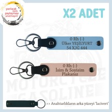 Miawiki Asfalt Şampiyonlarına Özel, Isim Plaka ve 0- Kan Grubu Yazılı X2' Li Anahtarlık, Yavruağzı-Mavi-Laci
