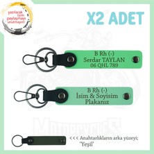 Miawiki Motosiklet Aşıklarına Özel, Isim Plaka ve B Rh (-) Kan Grubu Yazılı X2 Anahtarlık, Yeşil-F Yeşil-Ysl