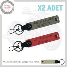 Miawiki Isim ve Plaka Yazılı X2 Anahtarlık – Ehliyet Sahiplerine Özel Hediye Seti, Nar Çiçeği-Kül Gri-Sk