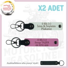 Miawiki Yol Tutkunları Isim Plaka, 0 Rh (+) Kan Grubu Yazılı Kişiye Özel X2 Anahtarlık Seti, Beyaz-Pembe-Syh