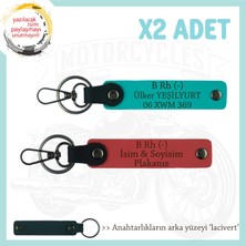 Miawiki Asfaltın Tozunu Attıranlara X2 Anahtarlık Isim Plaka, B- Kan Grubu Yazılı, Nar Çiçeği-K Turkuaz-Laci