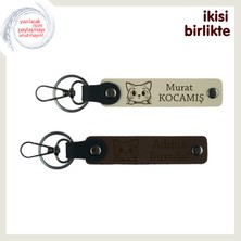 Miawiki Birlikte Büyüttüğünüz Kediye Ortak Hatıra, Isim Yazılı Deri Anahtarlık Seti, Sütlü Kahve-Koyu Kahve