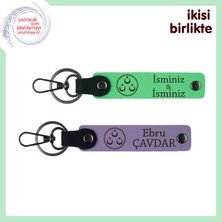 Miawiki Iş Arkadaşına Sıcak Bir Sürpriz – Üç Ayyıldızlı Isim Yazılı Anahtarlık Takımı, Fıstık Yeşil-Mor