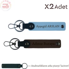 Miawiki Babaya Kalıcı Sürpriz, Isimli & Soyisimli 2’li Anahtarlık Hediye Takım, Koyu Kahve-Gök Mavi-Lacivert