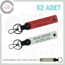 Miawiki Kusursuz Hediye Tasarımı – Deri 2’li Anahtarlık Seti Kişiye Özel Seçenekli, Nar Çiçeği-Beyaz-Sk