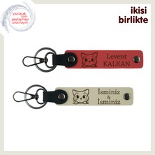 Miawiki Minik Patisiyle Hayatını Değiştiren Kedine, Kişiye Özel Anahtarlık Seti, Nar Çiçeği-Sütlü Kahve