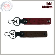 Miawiki Patron Için Özgün Bir Sürpriz – Ay Yıldız Temalı Deri Anahtarlık Seti, Bordo-Kahve