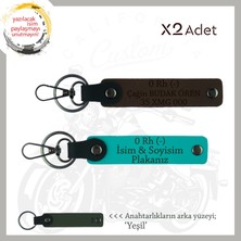 Miawiki Motor Tutkunlarına Özel, Isim Plaka ve 0- Kan Grubu Yazılı Özel X2 Anahtarlık, K Turkuaz-K Kahve-Ysl