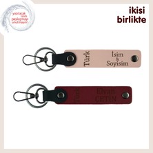 Miawiki Her Anınıza Hediye, Türk Yazısı Kişisel Deri Anahtarlık X2'li Seti, Yavru Ağzı-Bordo