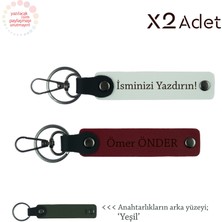 Miawiki Dostluğa Özel Sürpriz, Kişisel Isim & Soyisim 2’li Anahtarlık Takımı, Beyaz-Bordo-Yeşil