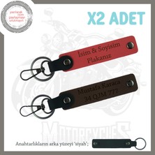 Miawiki Sürücülere Özel Deri Anahtarlık – Plaka ve Isimle Tamamlanan 2’li Hediye, Nar Çiçeği-K Kahve-Syh