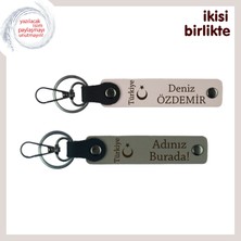 Miawiki Evlilik Yıldönümü Anlamlı Hediye – Ayyıldız ve Türkiye Temalı Deri Anahtarlık Seti, Pudra-Kül Gri