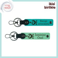 Miawiki Subaya Kutlama Armağanı – Ayyıldız Kurt Göktürk Temalı Isimli Anahtarlık 2'li, Koyu Turkuaz-Yeşil