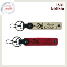 Miawiki Sevgililik Hatırası Olacak Hediye – Ayyıldız Kurt Göktürk Deri Anahtarlık Seti, Sütlü Kahve-Kırmızı