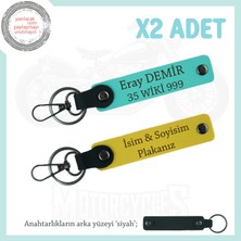 Miawiki Isim ve Plaka Yazılı X2 Anahtarlık – Ehliyet Sahiplerine Özel Hediye Seti, Sarı-Turkuaz-Syh