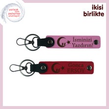 Miawiki Milli Dokunuş – Eşe Verilebilecek Çocuk ve Ayyıldız Temalı Anahtarlık Takımı, Pembe-Kırmızı