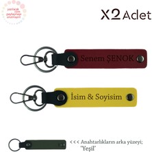 Miawiki Babalar Gününe Anlamlı Jest, Isimli & Soyisimli 2’li Anahtarlık Hediye Takımı, Sarı-Bordo-Yeşil