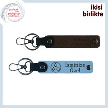 Miawiki Abiye Doğum Gününde Anlamlı Hediye – Üç Ayyıldızlı 2’li Deri Anahtarlık Seti, Koyu Kahve-Gök Mavi