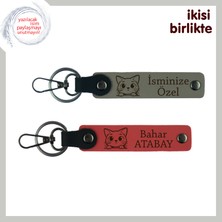 Miawiki Kediyle Kurulan Ortak Hayata Romantik Dokunuş, Isim Yazılabilir Anahtarlık Seti, Kül Gri-Nar Çiçeği