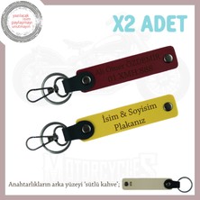 Miawiki Kuryeler ve Sürücüler Için Deri Ikili Anahtarlık, Kişiselleştirilebilir Hediye, Sarı-Bordo-Sk