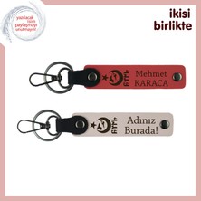 Miawiki Abiye Unutulmaz Anlamlı Hediye– Ayyıldız Kurt Göktürk Temalı Kişisel Anahtarlık X2, Nar Çiçeği-Pudra