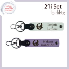Miawiki Kardeşe Manevi Özel Hediye, Bozkurt ve Ayyıldız Temalı 2’li Kişisel Isimli Anahtarlık, Beyaz-Mor