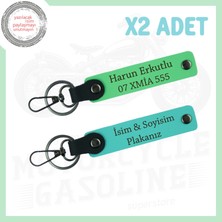 Turkuaz-Fıstık Yeşil, Gazı Aç ve Özgürlüğü Hisset! Kişiye Özel Motosiklet Plaka 2'li Anahtarlık