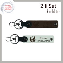 Miawiki Yılbaşı Için Vatan Temalı Hediye – Bozkurt ve Ayyıldız Isimli Anahtarlık Seti, Koyu Kahve-Beyaz