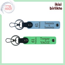 Miawiki Trabzonlu Sevdiklerine Uygun Deri Anahtarlık X2'li, Adınızı Yazdırın, Gök Mavi-Fıstık Yeşil