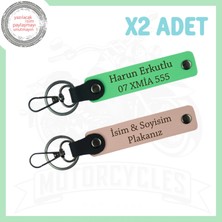 Yavruağzı-Fıstık Yeşil, Yol Arkadaşı Için Plakanıza ve Isminize Özel Motorcu 2'li Set Anahtarlık